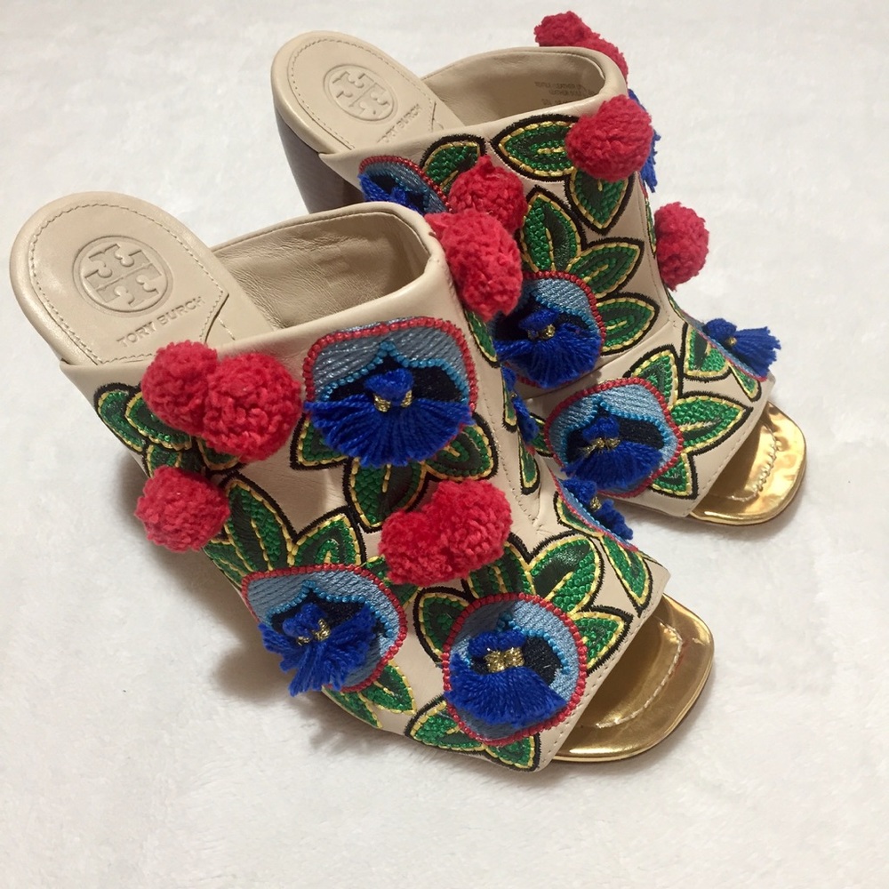 HP! Tory Burch Ellis Embroidered Leather Mule - Picture 6 of 8